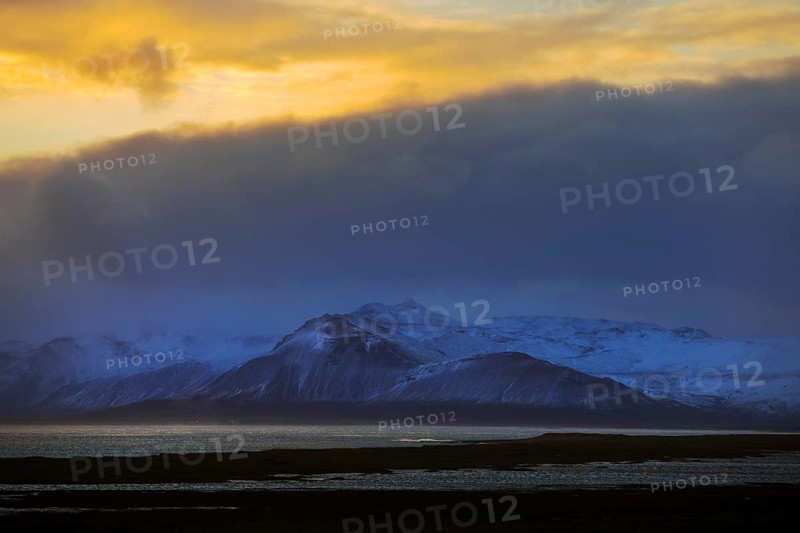 Sunset with clouds over Snaefellsjoekull