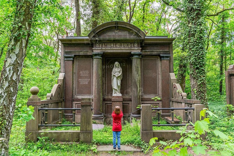 Girl at the historic cemetery Suedwestkirchhof Stahnsdorf