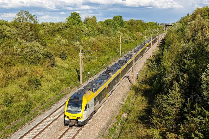 Stadler FLIRT 3 Regional Train Rail by Go-Ahead on the new NBS Mannheim-Stuttgart line in Germany