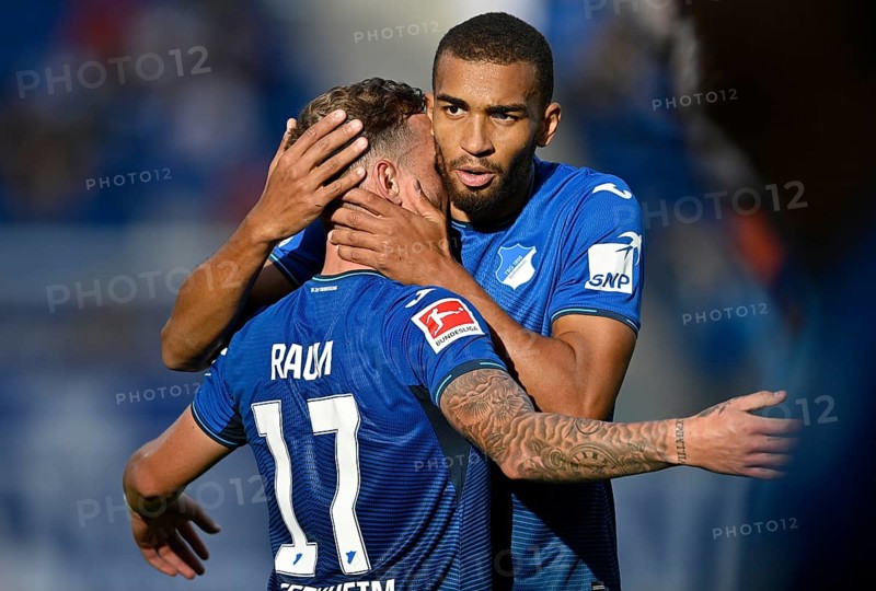 Goal celebration David Raum TSG 1899 Hoffenheim with Kevin Akpoguma TSG 1899 Hoffenheim
