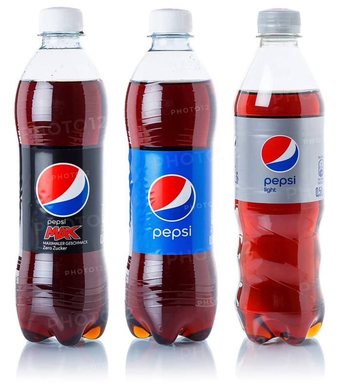 Pepsi Cola Lemonade Softdrink Drinks in Plastic Bottles cut out isolated