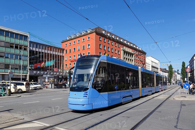 Tram Tram Siemens Avenio train local transport at the main station in Munich