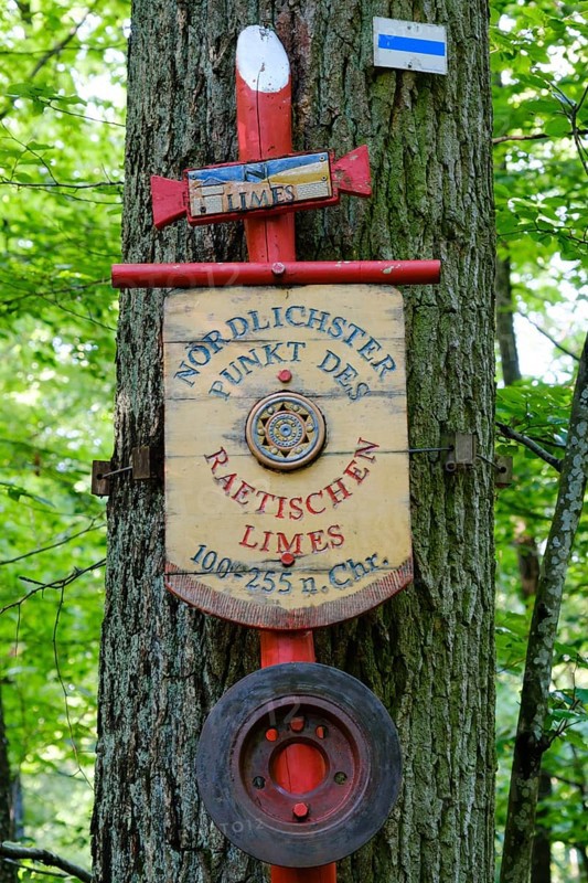 Tree trunk with sign