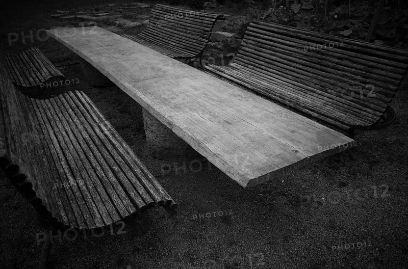 Wooden table and benches