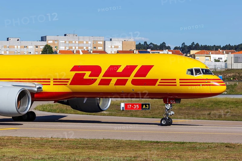 A Boeing 757-200SF aircraft of DHL European Air Transport EAT with registration D-ALEQ at Porto Airport