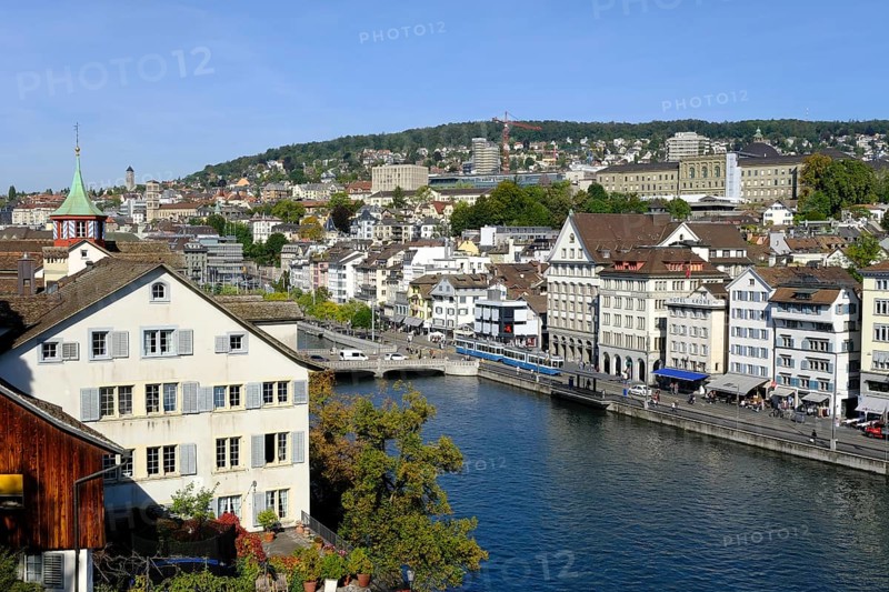View of Niederdorf at dusk