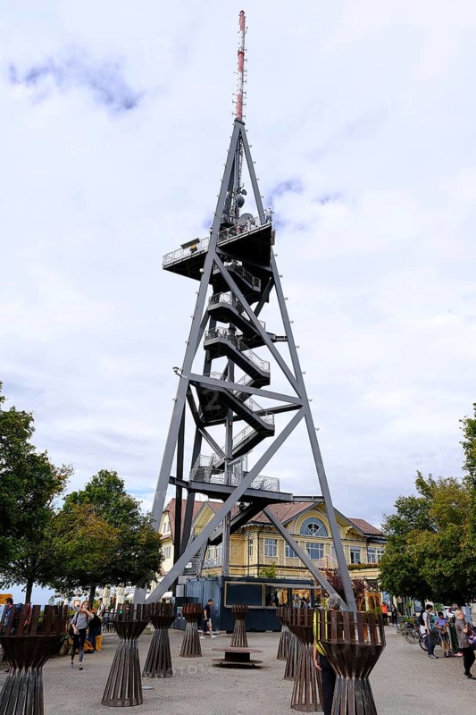 Viewing tower on Uetliberg overlooking the city of Zurich and Lake Zurich