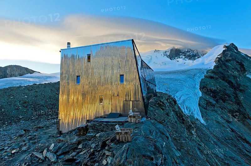 Sunset at the Cabane de Tracuit mountain hut