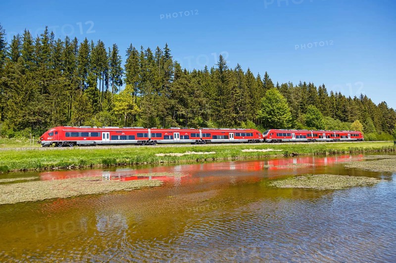 Pesa Link Regional train of Deutsche Bahn DB Bayern in Allgaeu in Ruderatshofen