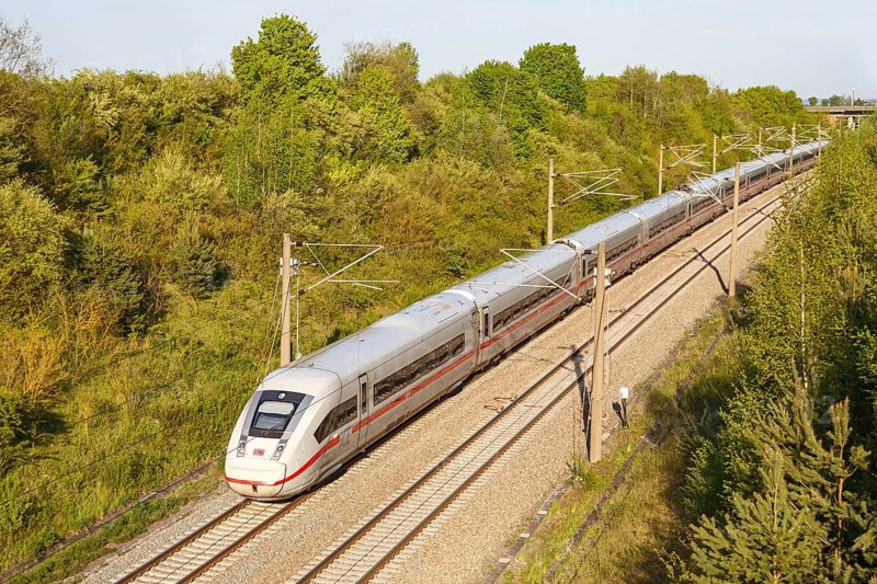 Deutsche Bahn DB ICE 4 train on the new NBS Mannheim-Stuttgart line in Germany