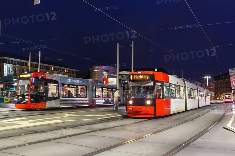 Tram Tram Tram local transport at the stop central railway station in Bremen