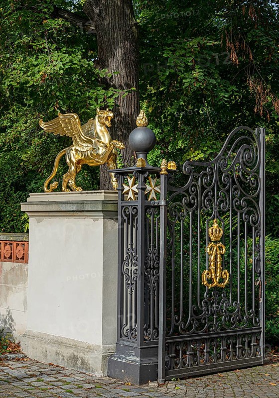 The palace park in Glienicke with Lion's Gate