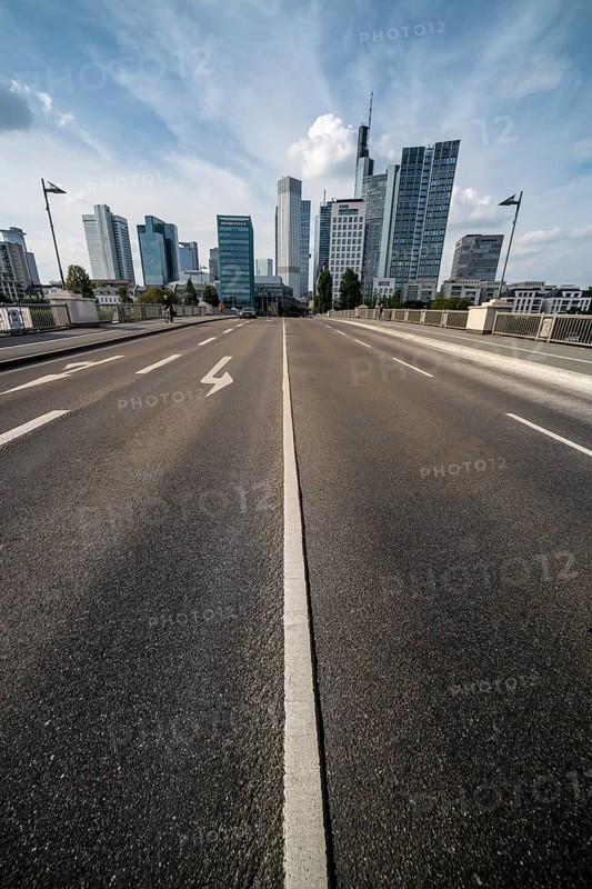 View of the skyline of Frankfurt am Main from the Untermainbruecke