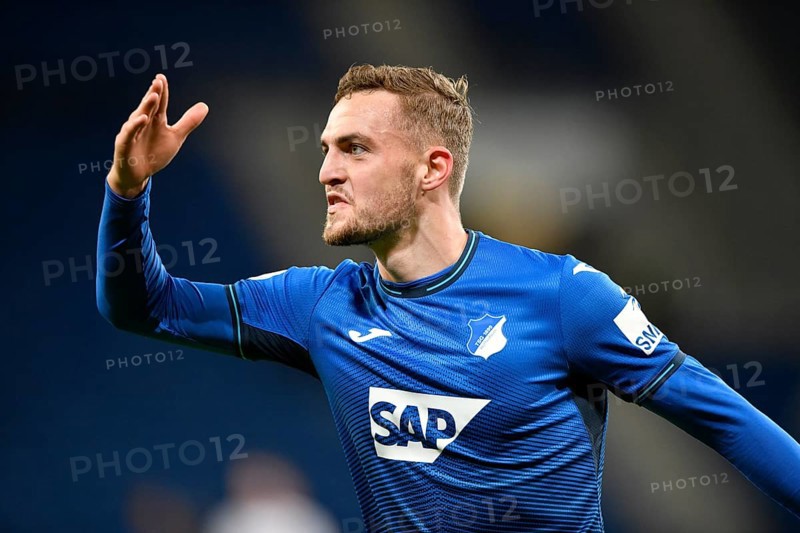Goal celebration Jacob Bruun Larsen TSG 1899 Hoffenheim. PreZero Aerna