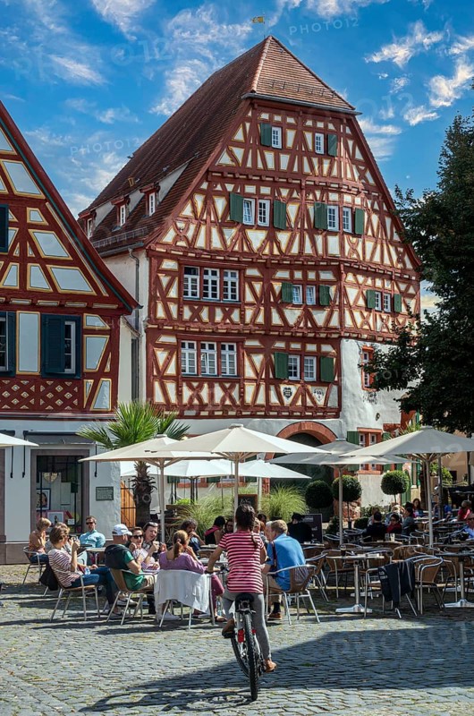 Old town with half-timbered house in the town of Ladenburg