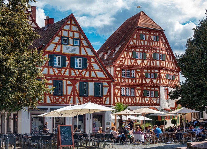 Old town with half-timbered house in the town of Ladenburg