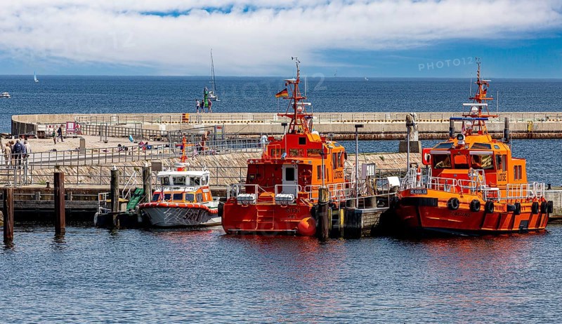 Rescue boats and pilot boats in the harbour of Travemuende