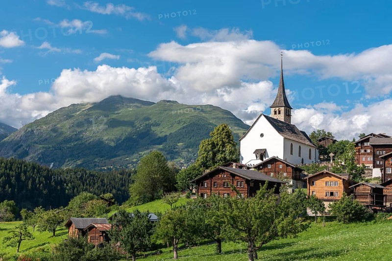 Village scene with St. George's parish church