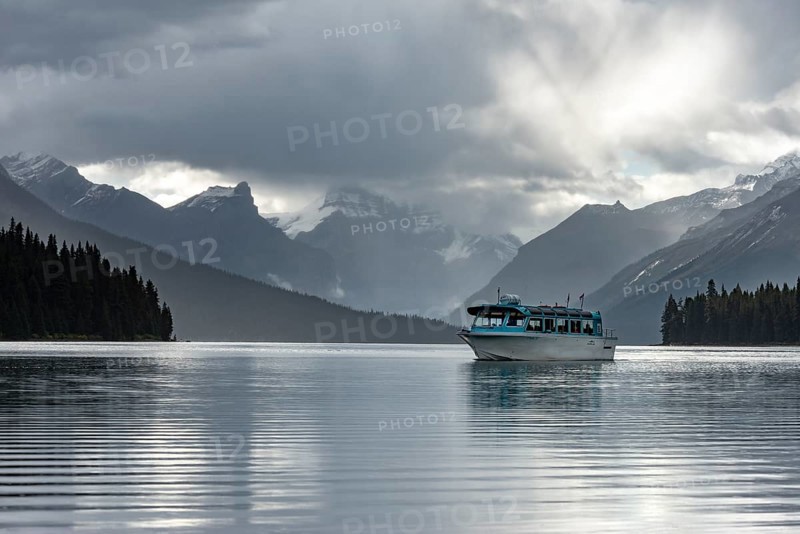 Boat on Maligne Lake