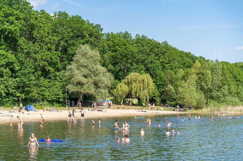 People bathing at the lido at Nymphensee