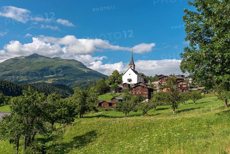 Village scene with St. George's parish church