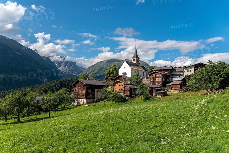 Village scene with the parish church of St. George