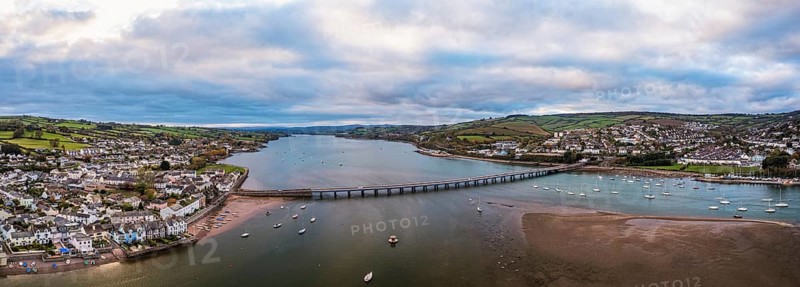 Bridge over River Teign from Shaldon to Teignmouth from a drone