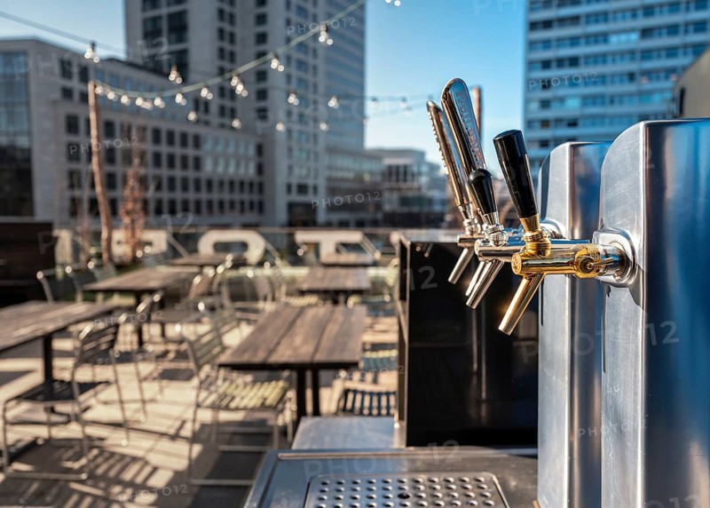 Taps of a bar on the terrace of the Bikini Haus