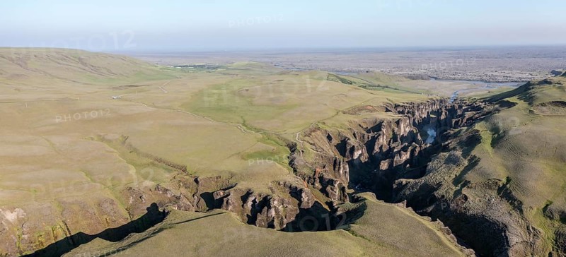 Aerial view of Fjaorargljufur Canyon