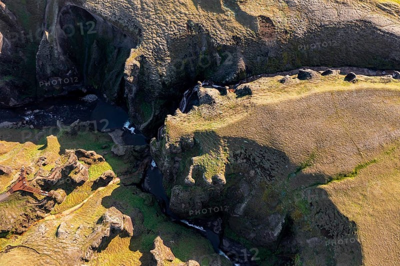Aerial view of Fjaorargljufur Canyon