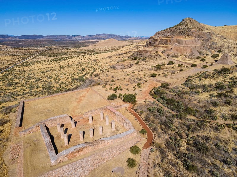 Aerial of the archeological site La Quemada also known as Chicomoztoc