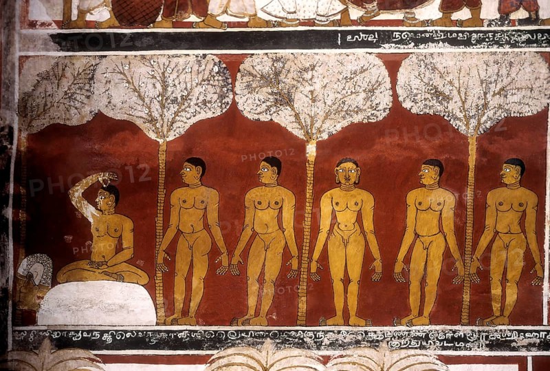 13th Century Jain Paintings on the Trailokyanatha Jeenaswami temple ceiling at Thiruparuthikundram