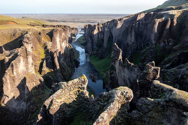 Aerial view of Fjaorargljufur Canyon