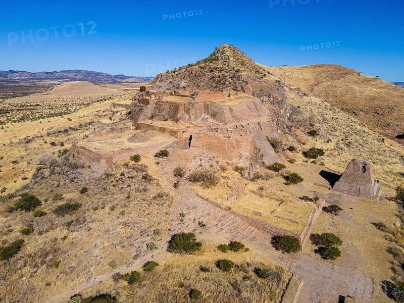 Aerial of the archeological site La Quemada also known as Chicomoztoc