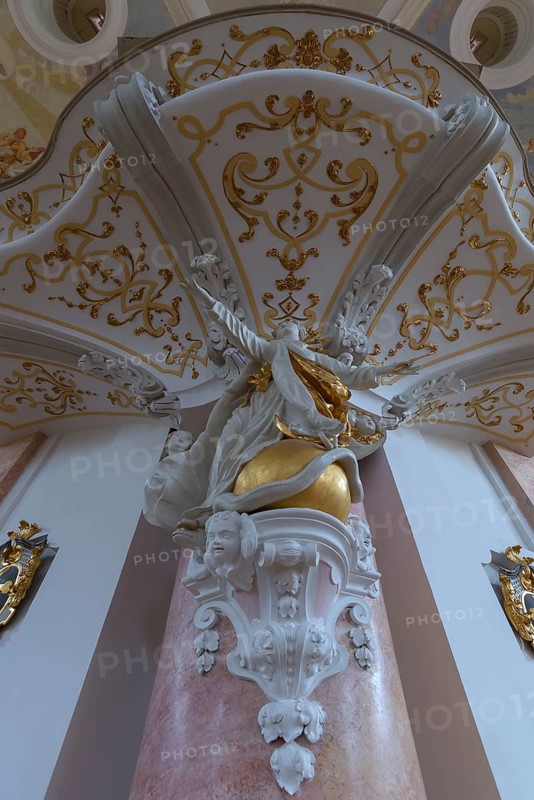 Sculpture of Maria immaculata under the gallery in the Dreifaltigkeitskirche Kappl