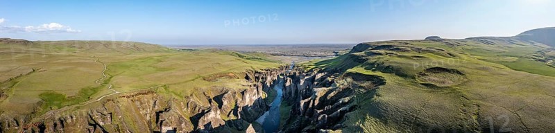 Aerial view of Fjaorargljufur Canyon