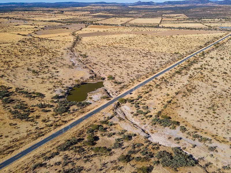 Aerial of the desert at the archeological site La Quemada also known as Chicomoztoc