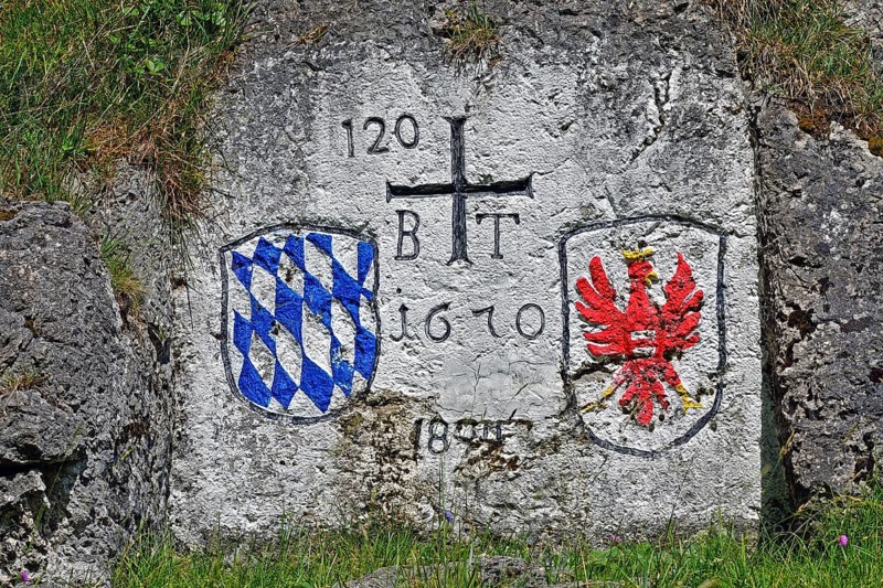 Boundary stone Bavaria Tyrol Near Kranzhorn