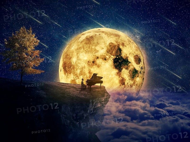 Night scene with a boy