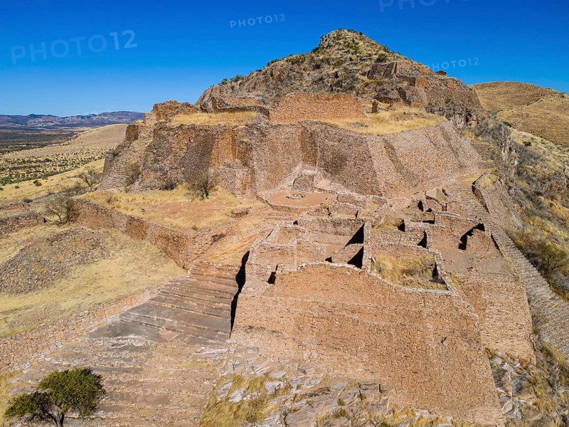 Aerial of the archeological site La Quemada also known as Chicomoztoc