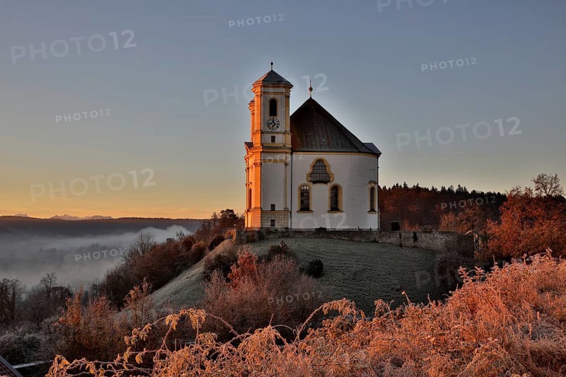 Marienberg pilgrimage church at sunrise