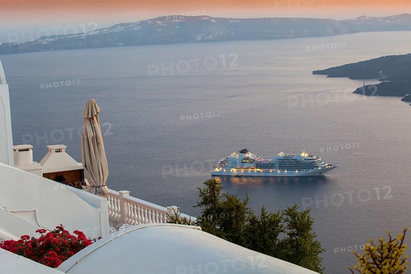 Ocean liner anchored off Fira