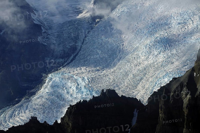 Snow-capped mountains and huge glacier