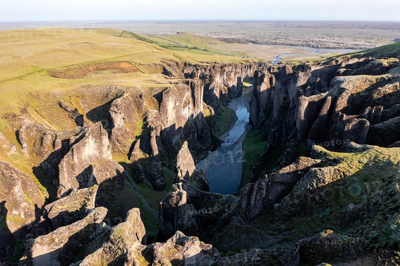 Aerial view of Fjaorargljufur Canyon