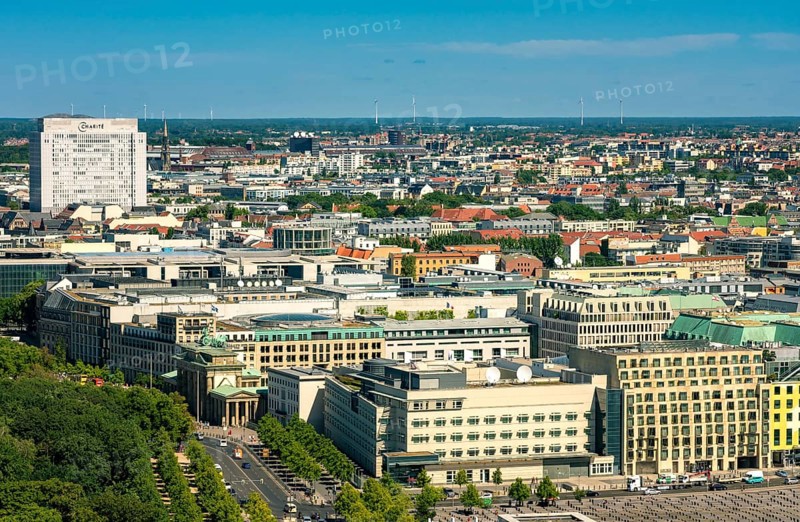 View from the high-rise building at Potsdamer Platz towards the Brandenburg Gate