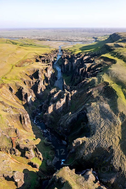Aerial view of Fjaorargljufur Canyon