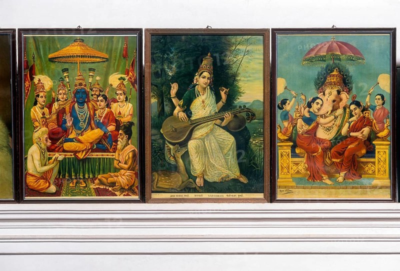 Oleograph from Ravi Varma's in a Nattukottai Chettiar