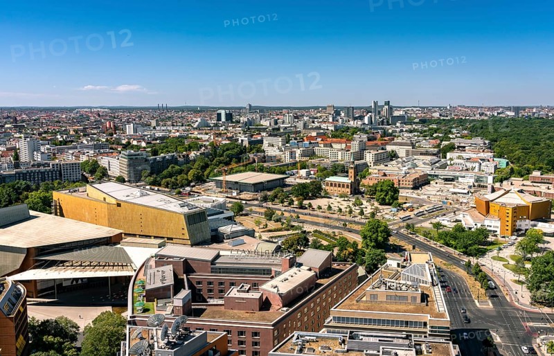View from the high-rise building on Potsdamer Platz towards the Neue Nationalgalerie