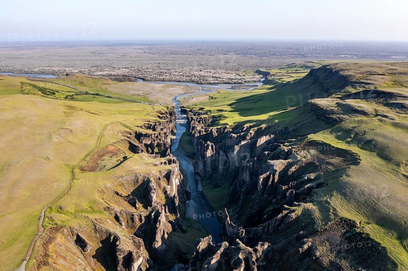 Aerial view of Fjaorargljufur Canyon