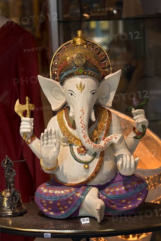 Shop window with Indian elephant god Ganesha